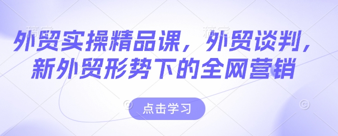 外贸实操精品课，外贸谈判，新外贸形势下的全网营销-启航188资源站