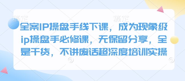 全案IP操盘手线下课，成为现象级ip操盘手必修课，无保留分享，全是干货，不讲废话超深度培训实操-启航188资源站