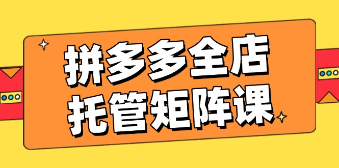 拼多多全店托管矩阵课，盈利动销玩法，高效计划设置，提升店铺效益-启航188资源站