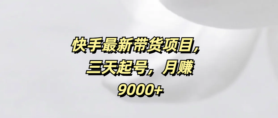 快手最新带货项目，三天起号，月赚9000+-启航188资源站