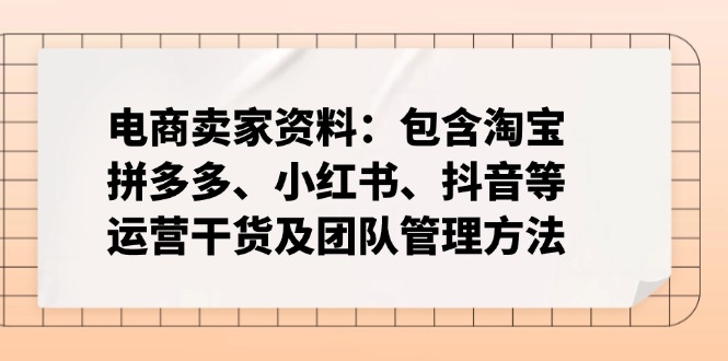 电商卖家资料：包含淘宝、拼多多、小红书、抖音等运营干货及团队管理方法-启航188资源站