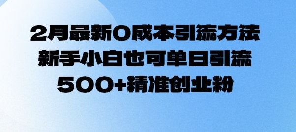 2月最新0成本引流方法，新手小白也可单日引流500+精准创业粉-启航188资源站