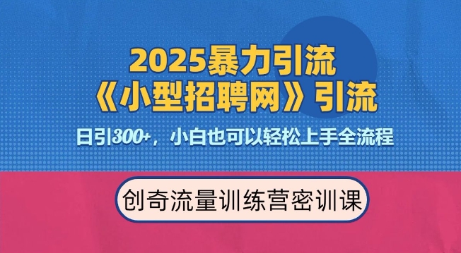 2025最新暴力引流方法，招聘平台一天引流300+，日变现多张，专业人士力荐-启航188资源站