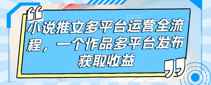 小说推文多平台运营全流程，一个作品多平台发布获取收益-启航188资源站